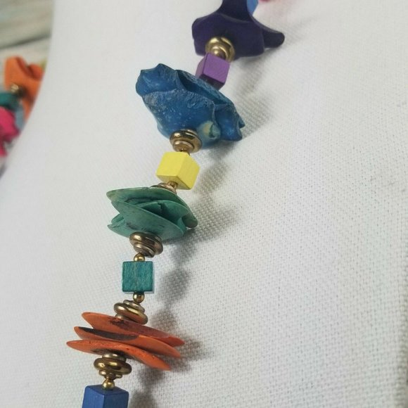 Vintage Miriam Haskell Wood Necklace E4 - Picture 5 of 10